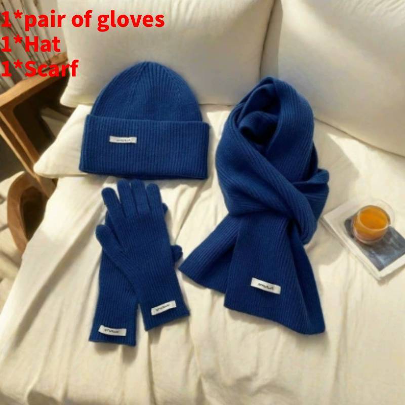 Baumwollstrick Wintermütze Schal Handschuhe Set Für Damen Mit Strukturmuster