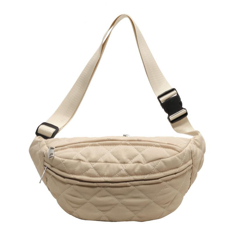 Large Capacity Rhombus Versatile Breast Bag 2025 New Puff Ladies Fanny Pack Textured Shoulder Crossbody Bag