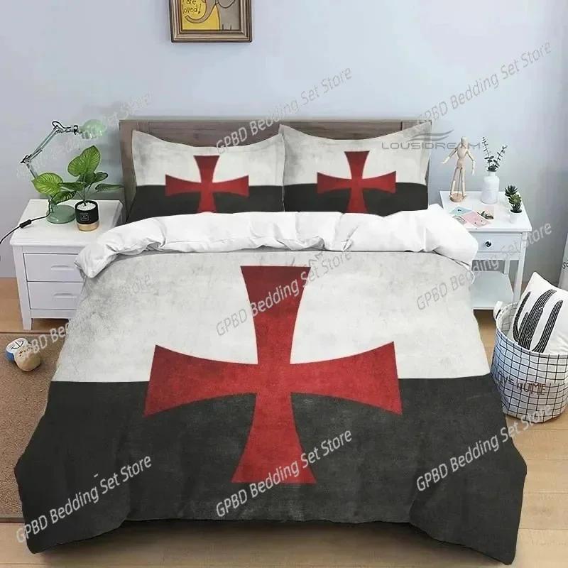 3D Print Medieval Knights Templar Bedding Set Bedroom Soft Modern Bedspreads Comefortable Duvet Cover Quilt Cover And Pillowcase