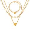 Korean Titanium Steel Heart Bracelet & Necklace Set - Non-Fading, Double-Layer Stackable, Ins Style