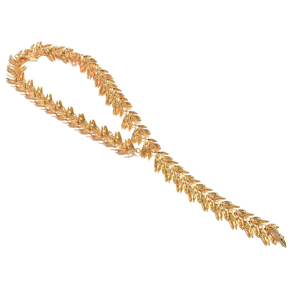 European & American Wheat Ear Y-Shaped Long Tassel Pendant Necklace for Banquet or Fashion Show