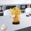 Natural Citrine Money Tree Feng Shui Desk Decor for Home, Wealth Luck Charm Crystal Resin Craft with Wood Base, Prosperity Gift