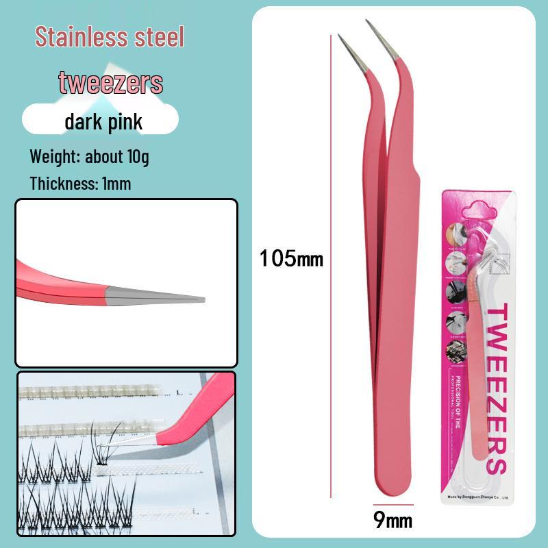 Colorful Stainless Steel Curved Tweezers for False Eyelashes and Planner Clips