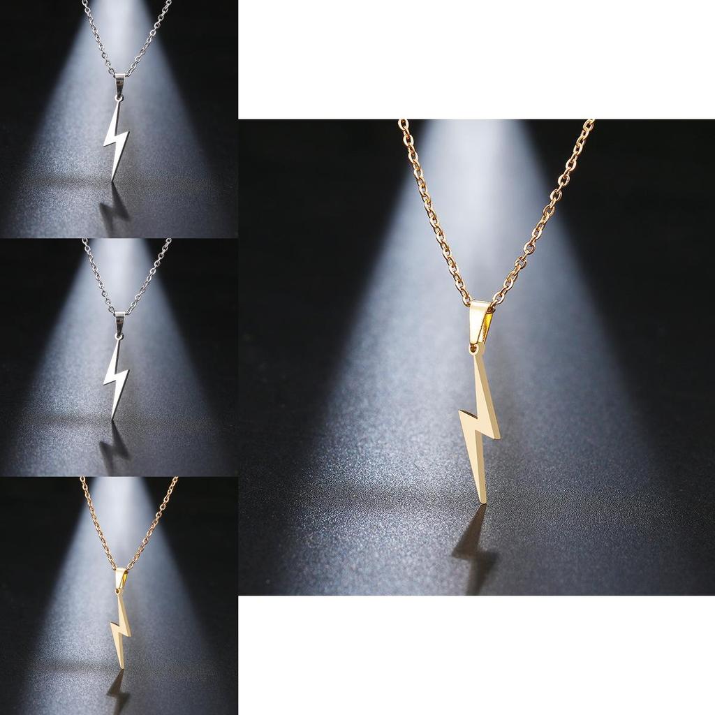 Modern Stainless Steel Lightning Pendant Chain Jewelry For Men And Women With Durable Electroplate Finish