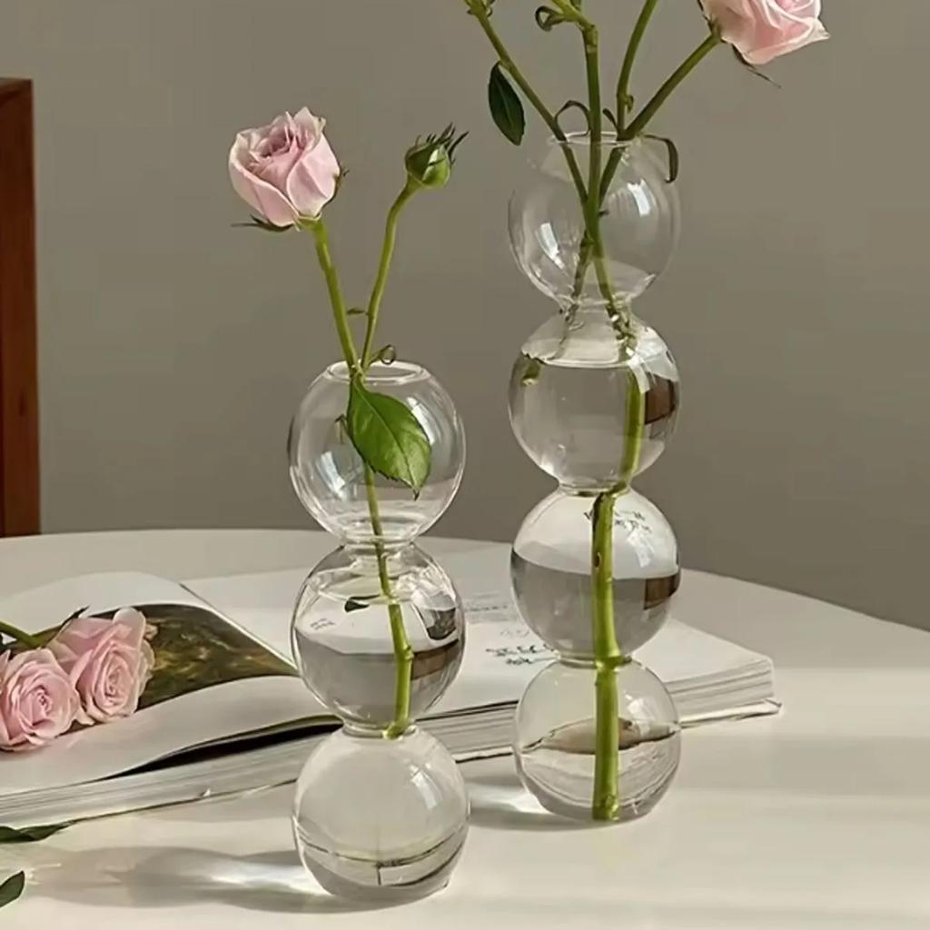 Severská skleněná bublinková váza - Čirý hydroponický květináč pro domácí stolní dekoraci, Roztomilý jednoduchý nápad na dárek a Dekorace pro aranžování květin