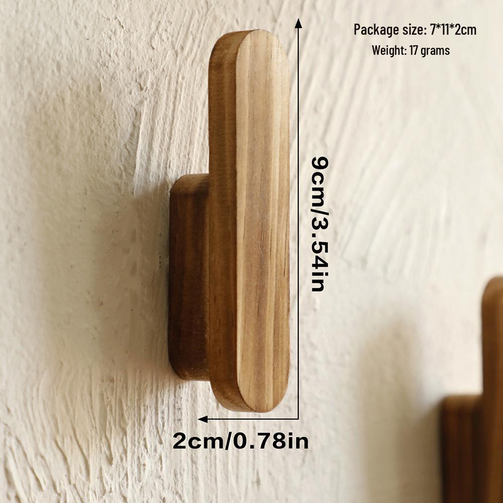 Solid Wood Wall-Mounted Behind-the-Door Hooks for Home and Bedroom Decor