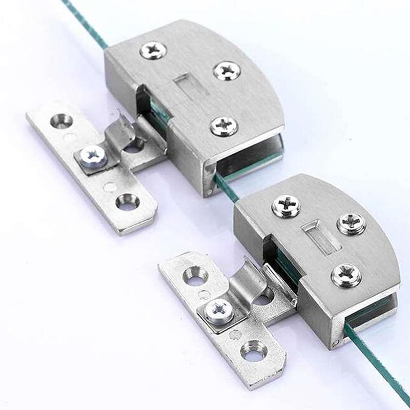 Glass Door Hinge Clamps Stainless Steel Wine Cabinet Bread Cabinet Cupboard Cabinet Gate Clip Door Hinges for 5-9mm