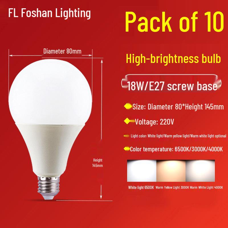 Energie sparende LED-Glühbirne, E27-Schraubfassung, superhelles warmweißes Licht für die Heimbeleuchtung.