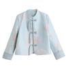 Blue jacquard jacket women's spring and autumn new temperament age-reducing button-up top
