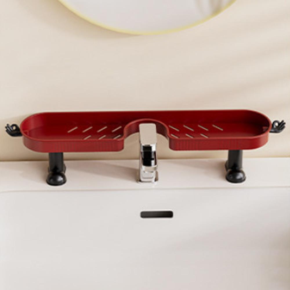 with Hook Faucet Sink Shelf No-Drill Sink Drying Rack Practical Bathroom Storage Rack  Kitchen красный