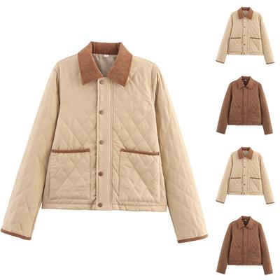 Women's Corduroy Solid Color Warm Cotton Long-sleeved Jacket