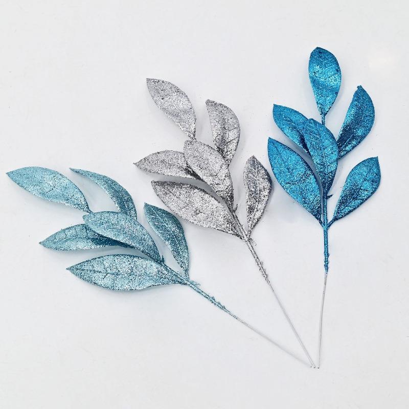 Simulated green plant Christmas gold powder leaf Eucalyptus glitter Christmas home decoration
