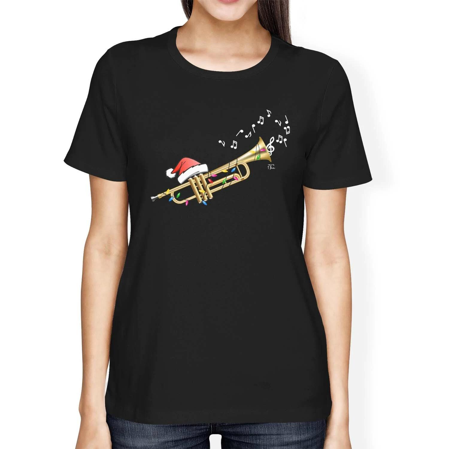 1Tee Womens Loose Fit Christmas Music - Trumpet T-Shirt M
