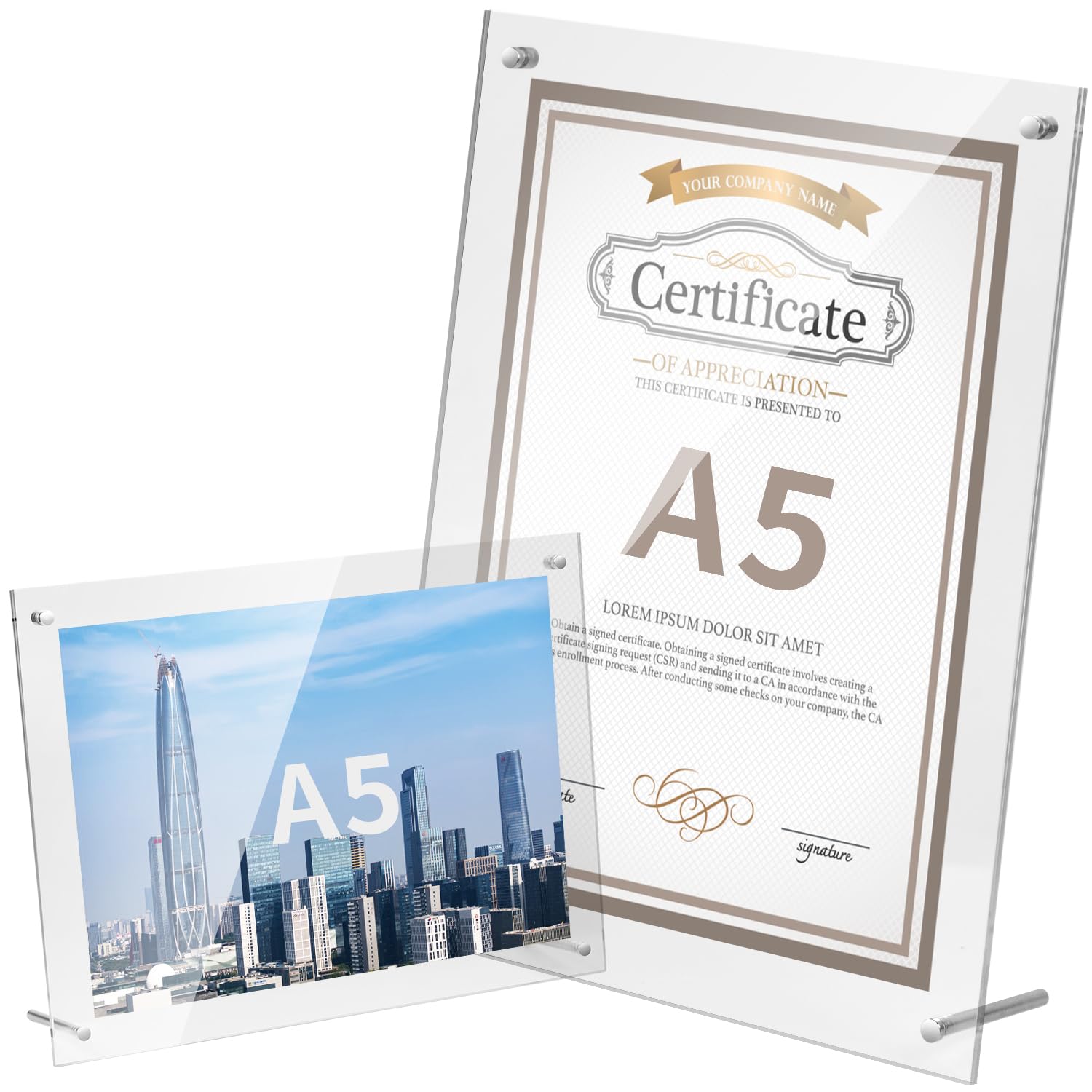 

Award Frame Acrylic Frame A4 B5 A5 Acrylic Photo Frame Frame for Landscape and Portrait Use Transparent Photos (Transparent, A5)