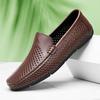Spring Men's Leather Casual Shoes Flat Bottomed Breathable Loafers Outdoor Commuting Men's Park Walking Shoes Massage Soles