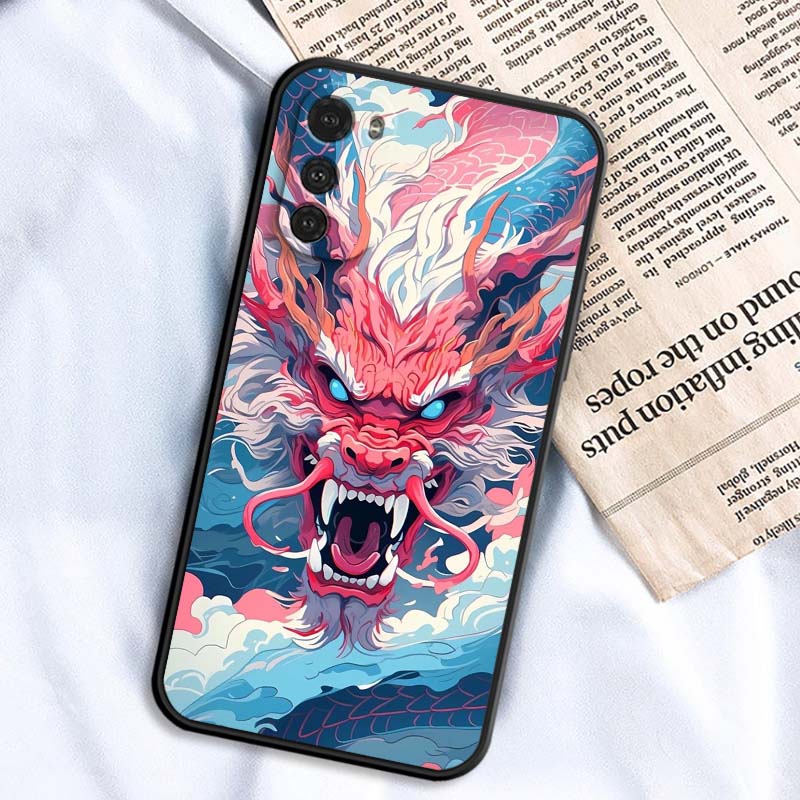 Anime Dragon Design Phone Case For Motorola G85 Edge 50 G24 G35 G14 G04 40 G72 G34 G G54 G13 G32 5G Black