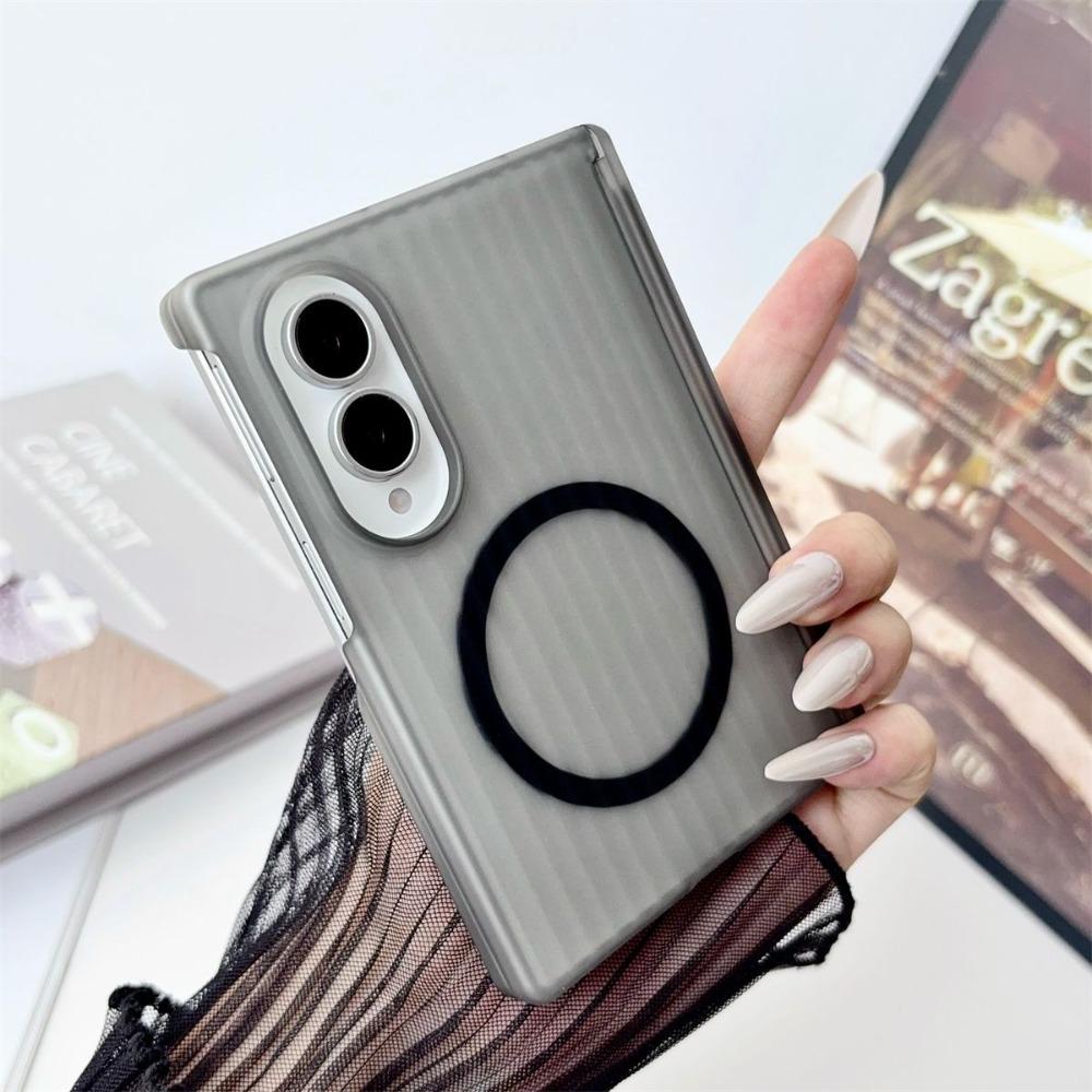 3D Stripes Pattern Corrugated for Magsafe Case for Samsung Galaxy Z Fold 7 6 8 Ultra Fold8 Wide Transparent Hinge Protect Cover