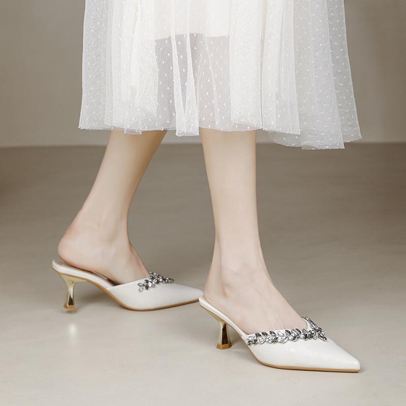 

2025 spring new pointed thin heel high heel fashion bag head women s shoes large size can be worn comfortably without grinding feet 43