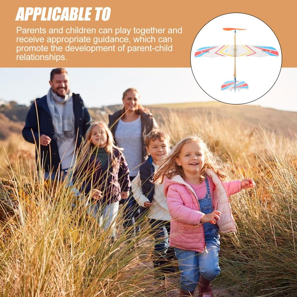 VICASKY Rubber Powered Airplane Toy Set, 10-Piece Handmade Model Biplane Kit for Kids, Educational and Fun for Parents and Children