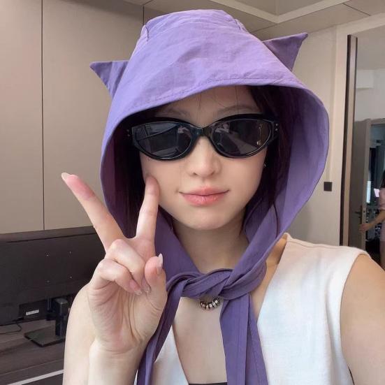 Sunshade Hat with Fixed Straps Adjustable Elasticity Breathable Quick-Drying Demon Hat Solid Color Design Lace-up Hat