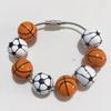 Basketball Themed Baseball Bag Charm Wooden Football Key Ring Hanging Bracelet Charm  Tote Decor