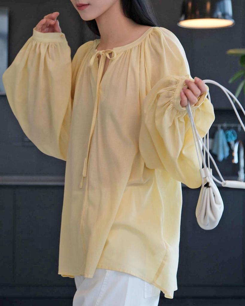 Louvre Summer French Romantic Lantern Sleeve Baby Doll Top for Women