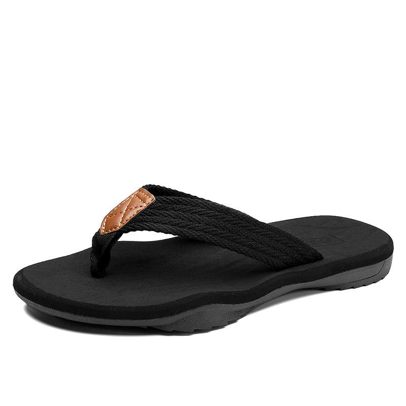 

Large size pinch slippers flat bottom home woven with flip-flops and beach shoes 39-40 чёрный