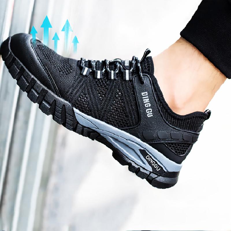 Oulylan Men's Lightweight Safety Boots Steel Toe Anti-Smash Anti-Puncture Breathable Summer Durable Work Protection Shoes