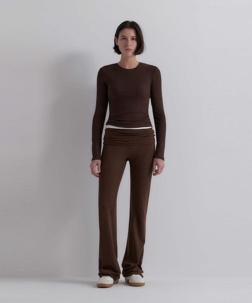 Obeleu Foldable Ribbed Pants - Brown