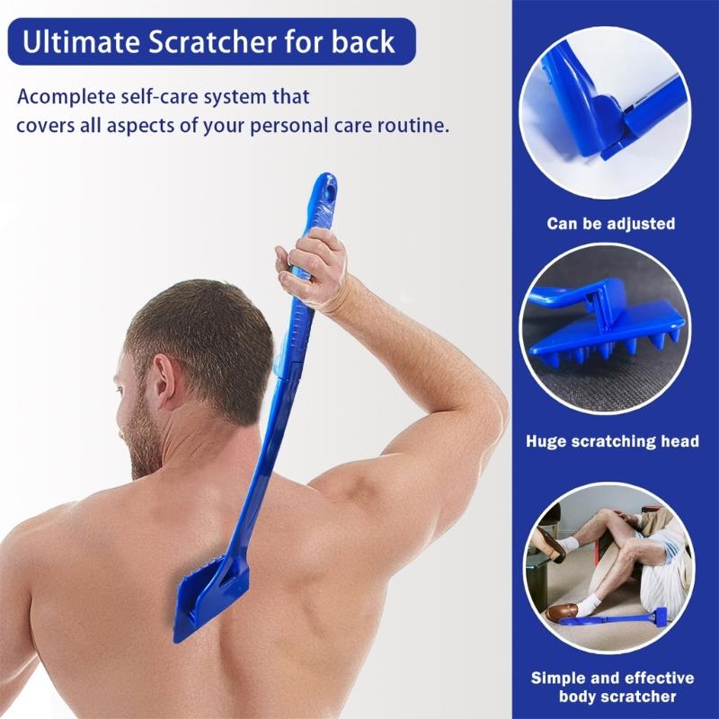 Extendable Collapsible Back Massage Multipurpose Body Scratcher For Humans Pets Gentle Bristles Ergonomic Handle