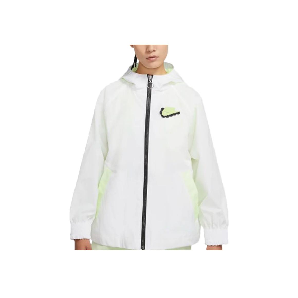 Nike Women s Sportswear NSW Woven Hooded Jacket White Barely Volt DD4532-100 M