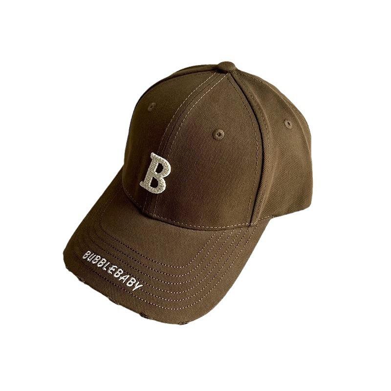 Spring and Autumn Hat Women's Embroidered Letters Hard Top Breaked Baseball Hat Men's Casual Versatile Face Covering Coffee Cang Camel Baseball Hat