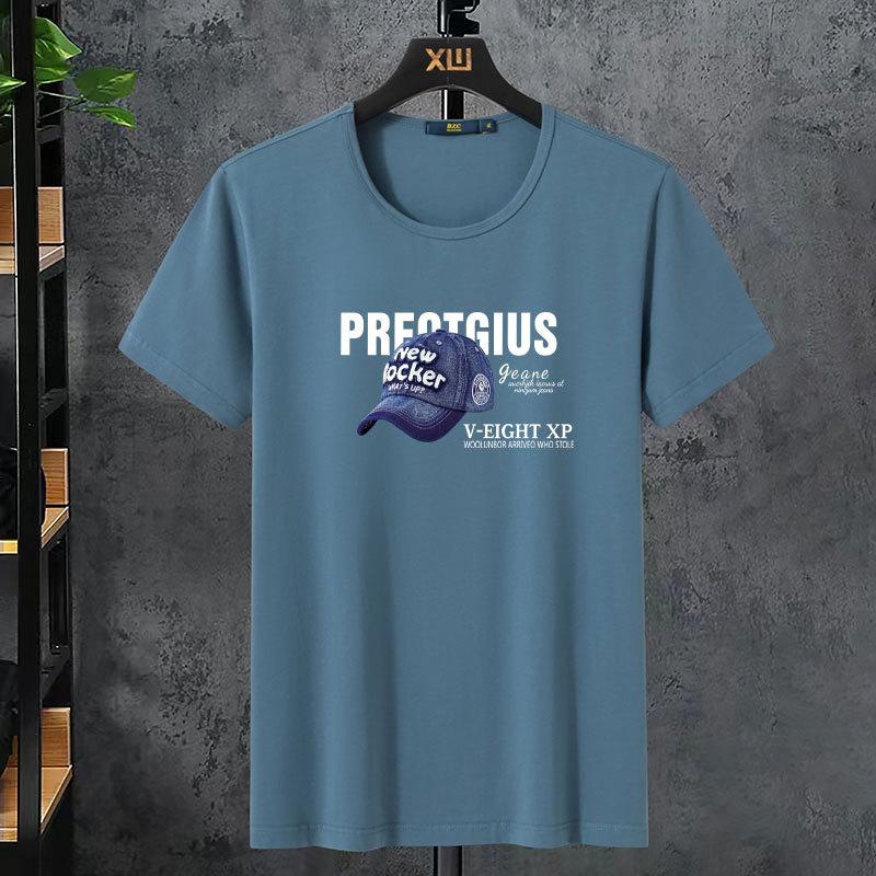 Мужская летняя эластичная мужская хлопковая футболка с короткими рукавами — фото 24