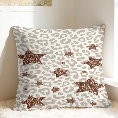Leopard Print Star Pattern Pillowcases Novelty Pillow Case For Sofa Bedroom Home Decor Comfy Pillow Cover