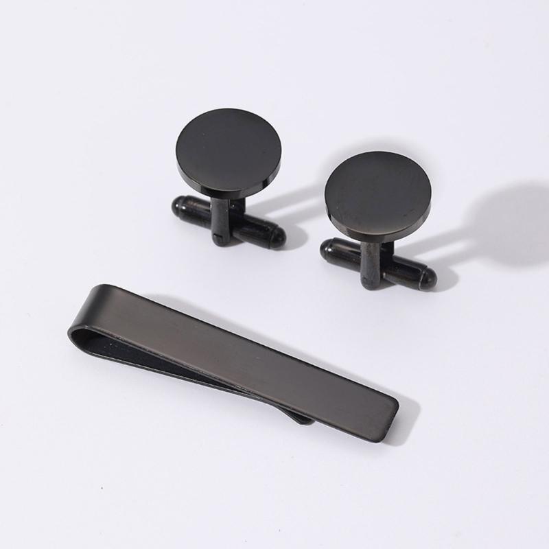 Stylish Men's Tie Clip and Cufflinks Set for Business Professional Craft of Stainless Steel With Elegant Designs