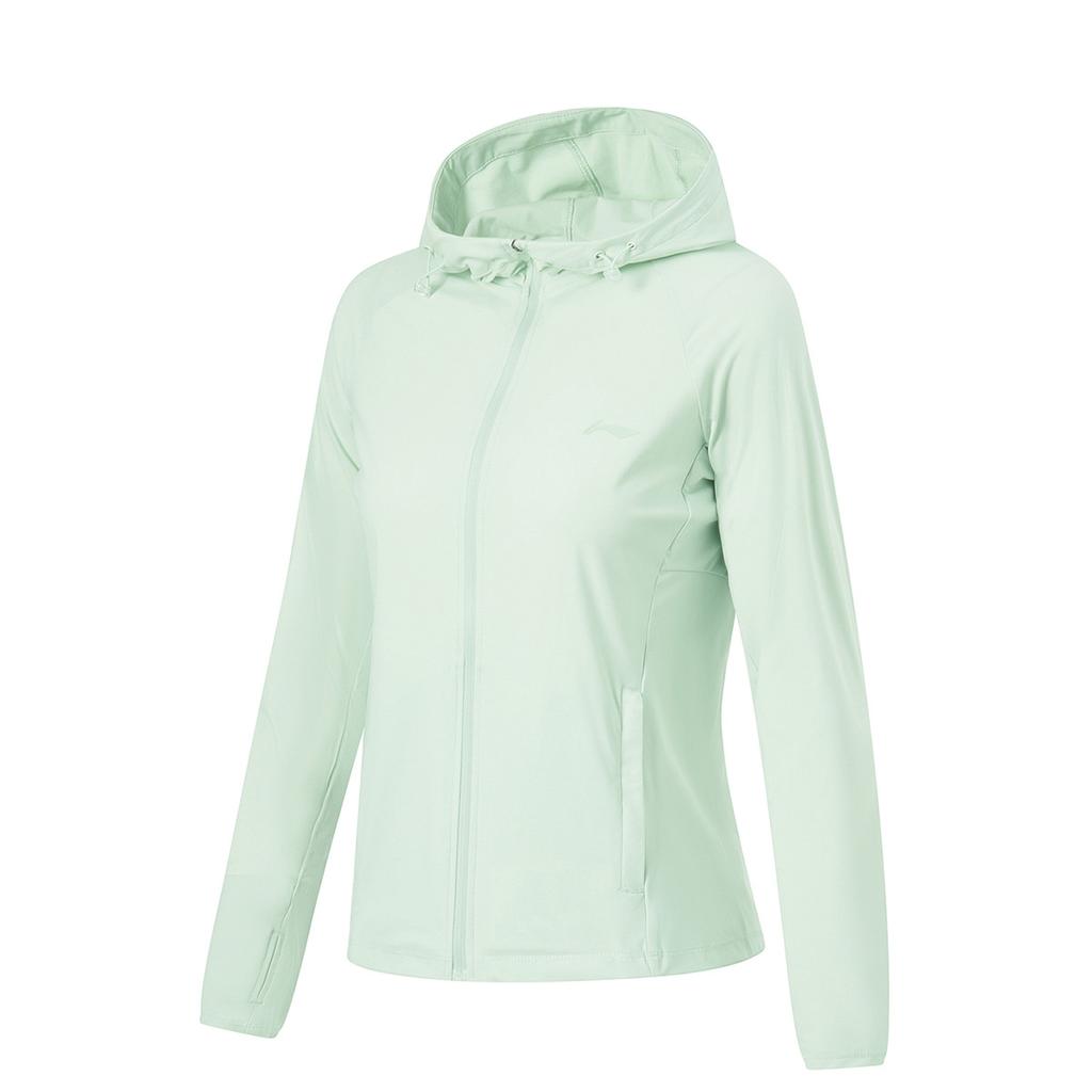 Li Ning Womens Fitness Series Lightweight Long Sleeve Hooded Slim Outdoor Sports Jacket Women Jackets Ice-Green AWDU474-3