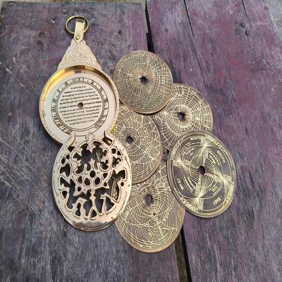 Handmade Brass Astrolabe Arabic Globe Nautical Navigation Instrument 15.24 Cm