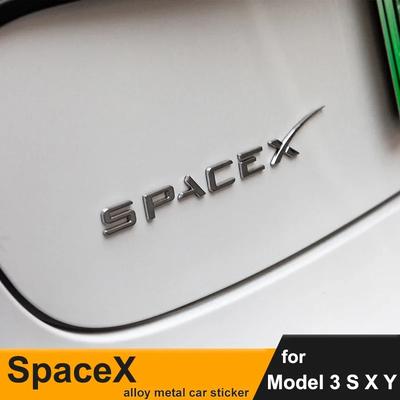 Emblémový odznak se dvěma motory ve stylu SpaceX pro Model 3 Y S X 3D kovová slitina zinku Zadní samolepka na kufr Decal Příslušenství pro exteriér auta