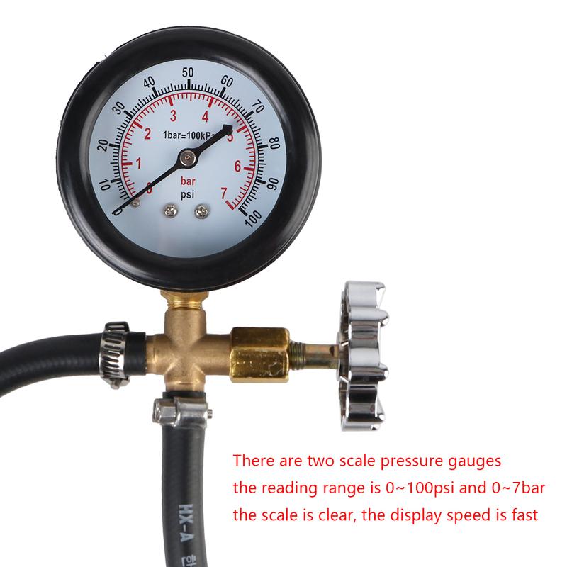 Car Fuel Pump Pressure Gauge Tester Quick Connected Gasoline Pressure Gauge Meter for Car Truck Gasoline 0-100PSI