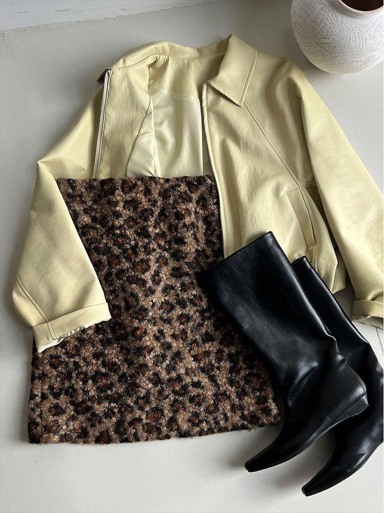 NS American Retro Leopard Print Velvet Bodycon Mini Skirt: Winter Slim Fit for Women