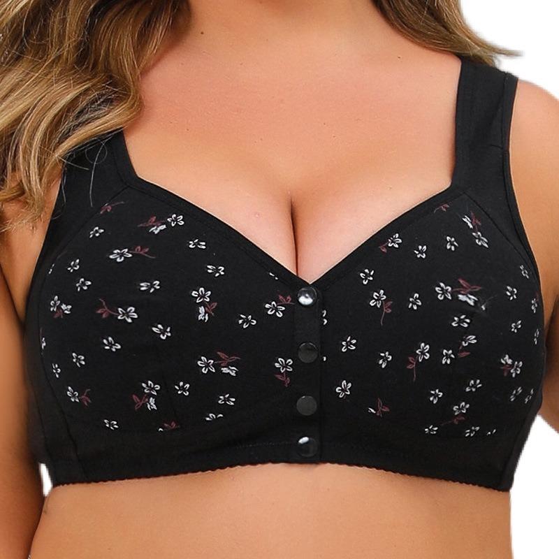 Women's Underwear Front Buckle Without Steel Ring Printing Bra Plus Size