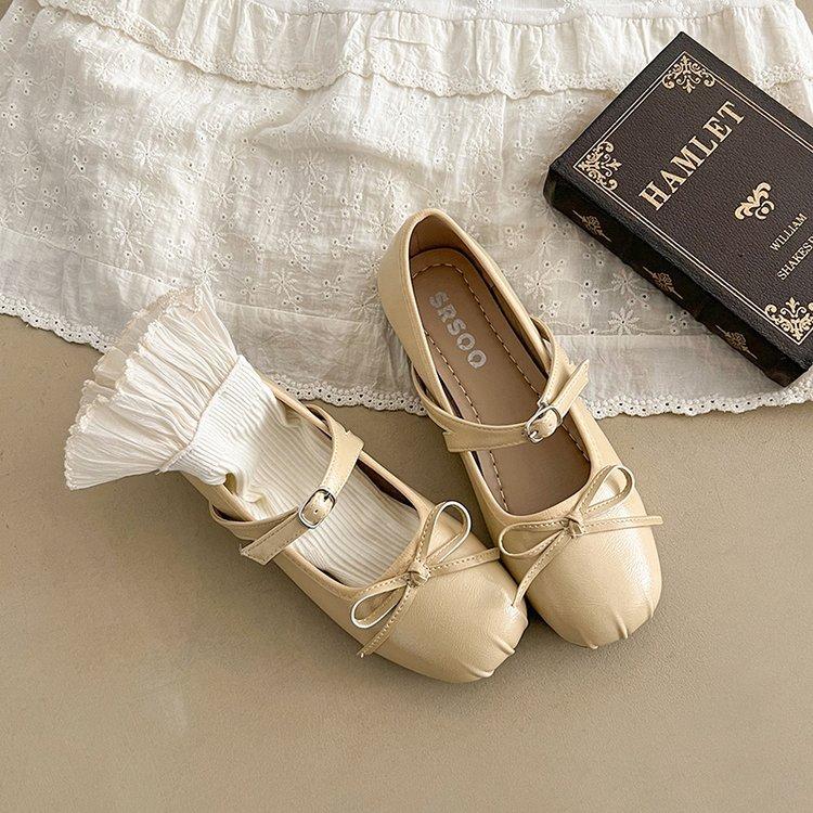

Мягкая кожаная версия туфли-балетки на плоской подошве маленькие кожаные туфли женские 2025 весна новые весенние с юбкой на мягкой подошве Мэри Джейн одинарные туфли 40 светло-желтого