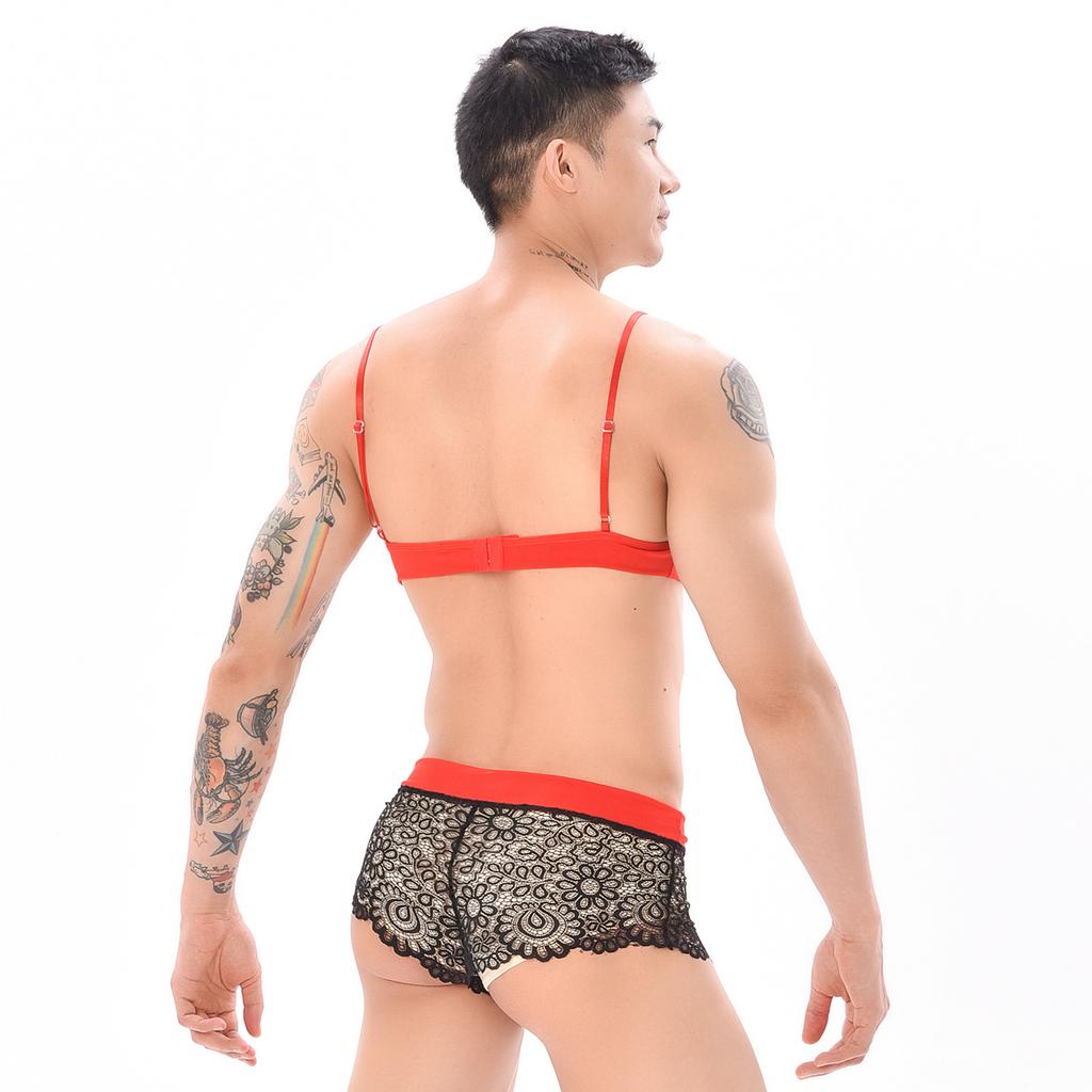 Men's sexy pajamas, gay underwear, gay bow lace, men's underwear set, men's sexy underwear, sexy underwear, gay underwear