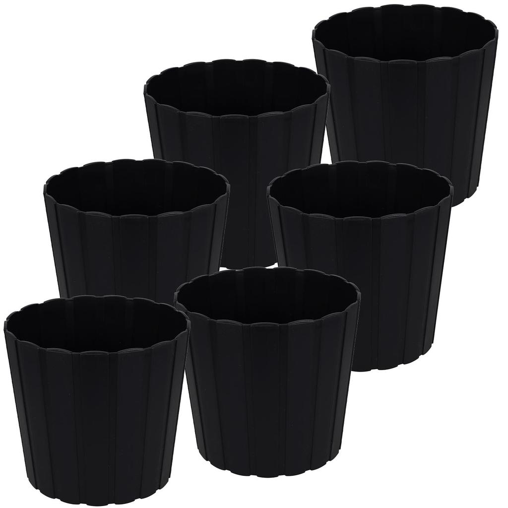 Plastic Flower Pot for Flowers and Herbs on the Balcony or Terrace, Anthracite, 24 cm, 6 pcs.