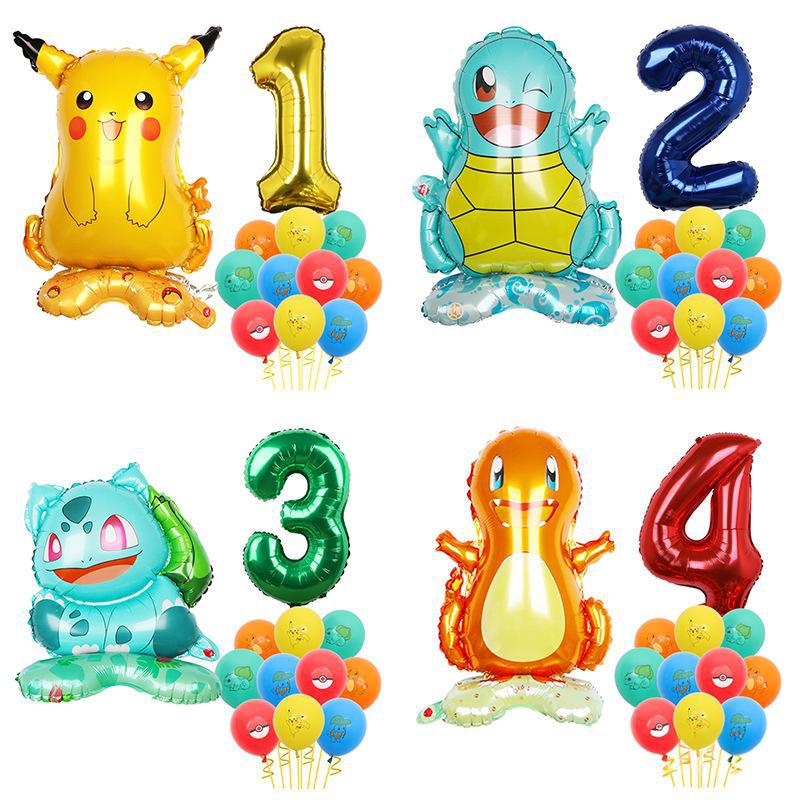 Standing Pokémon Pikachu Squirtle Child Elf Birthday Aluminum Film Printing Latex Balloon Gift