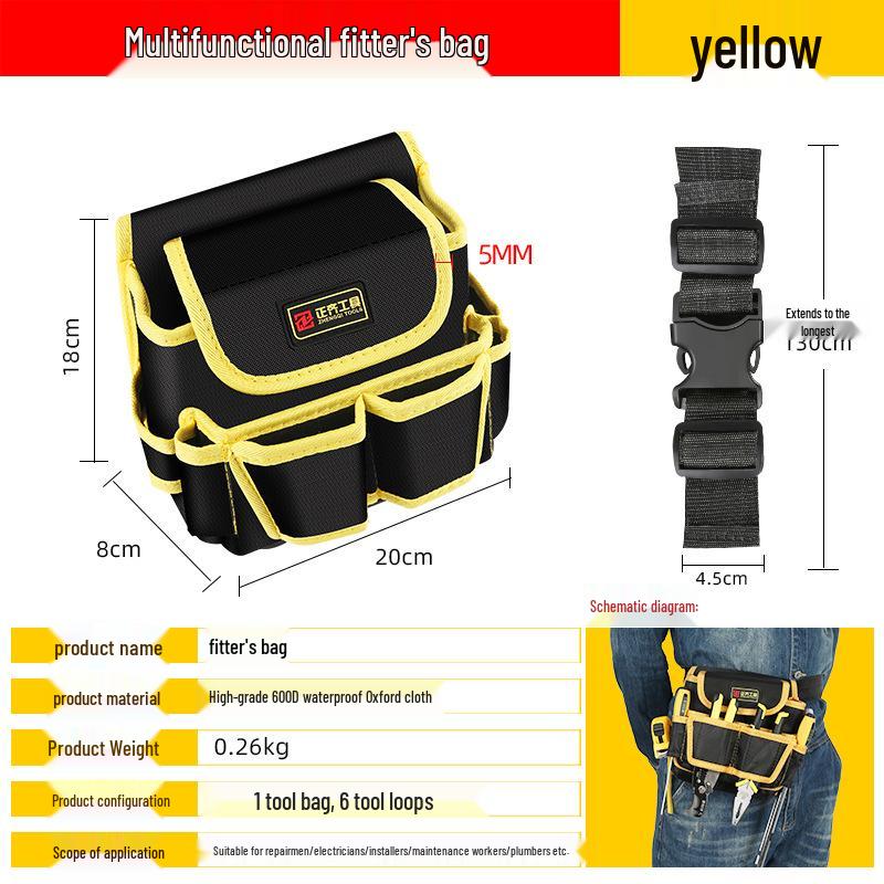 Portable Electrician Tool Belt: Sturdy, Multifunctional Waist Pouch for Construction Site Storage