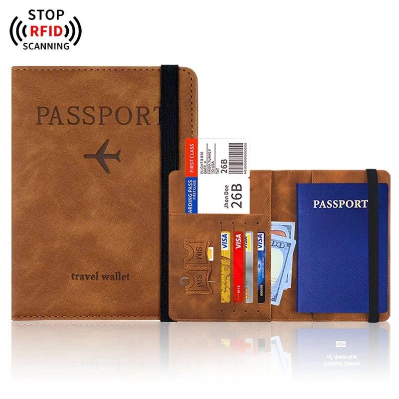 Passport Holder, with Credit Card Slot and Boarding Pass Slot Combo, Travel Wallet Case Book Travel Must Have, RFID Blocking Lea