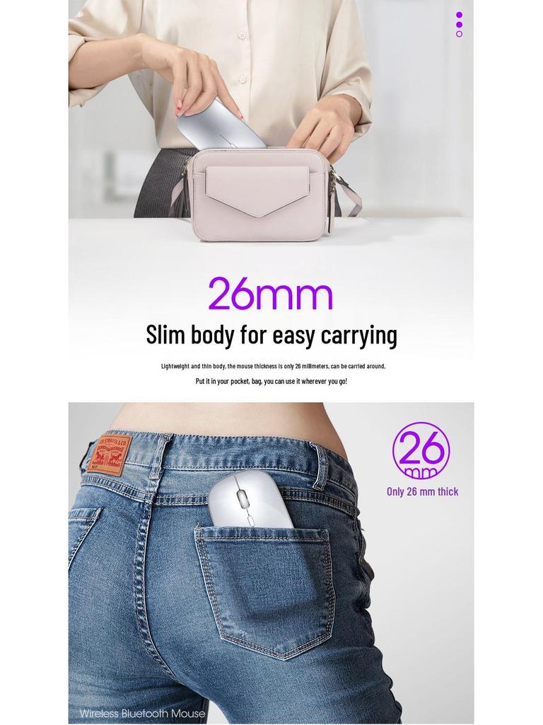 Dual Mode Silent Bluetooth & 2.4G Wireless Mouse for Apple Laptops - Rechargeable, Office-Ready, Glowing Design