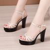 8cm 10cm Small Size 32-43 Fashion Office Ladies Platform Shoes Summer 2025 Block High Heels Sandals for Model Daily Mom