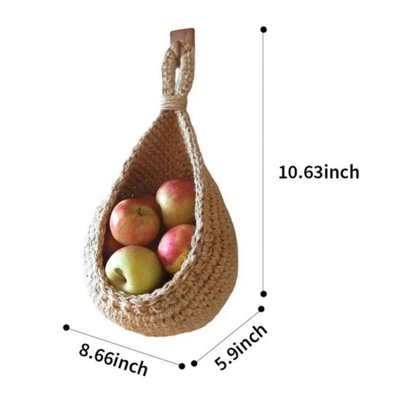 Natural Wicker Woven Vegetable and Fruit Basket Wall Hanging  Fruit Basket Kitchen Table Wall Hanging Vegetable Fruit Basket